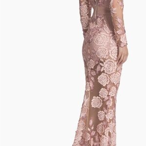 Zhivago Blush Floral Lace Long Sleeve Dress
